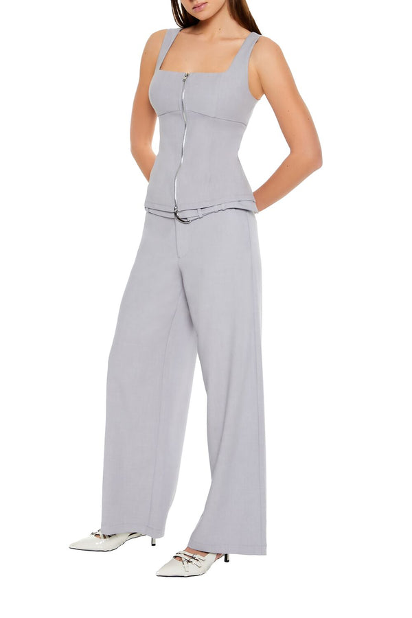 Forever21 Belted Wide-Leg Pants GREY