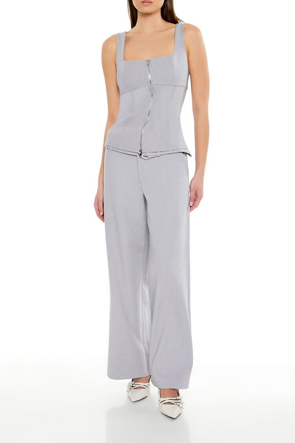 Forever21 Belted Wide-Leg Pants GREY