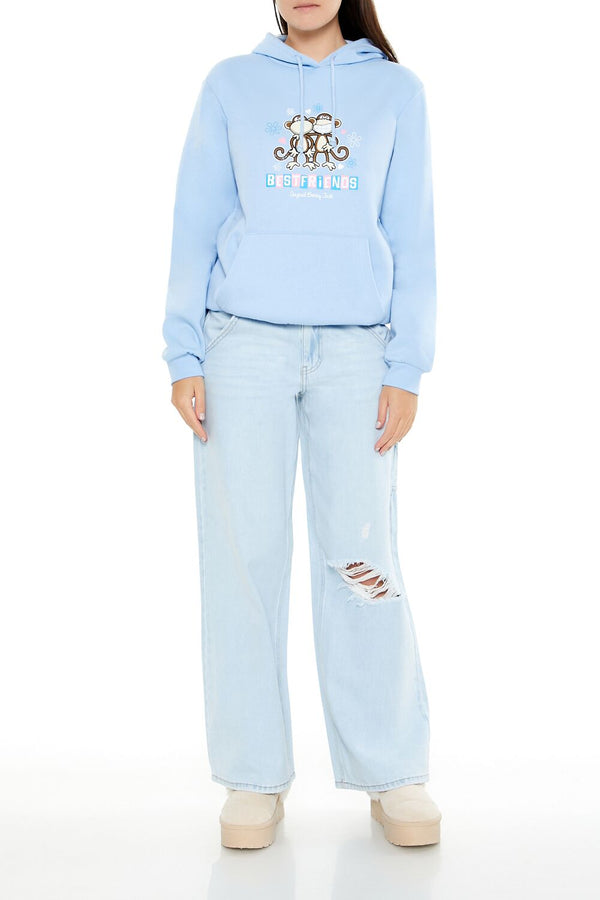 Forever21 Bobby Jack Fleece Hoodie BLUE/MULTI