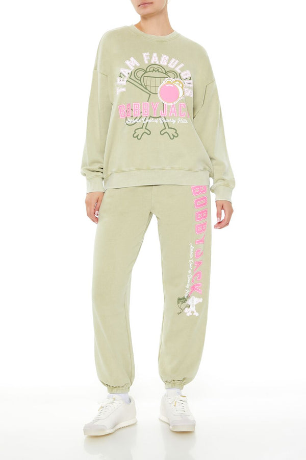 Forever21 Bobby Jack Graphic Pullover GREEN/MULTI