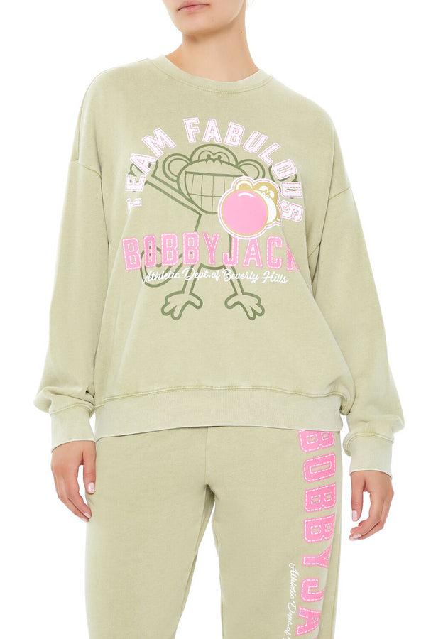 Forever21 Bobby Jack Graphic Pullover GREEN/MULTI