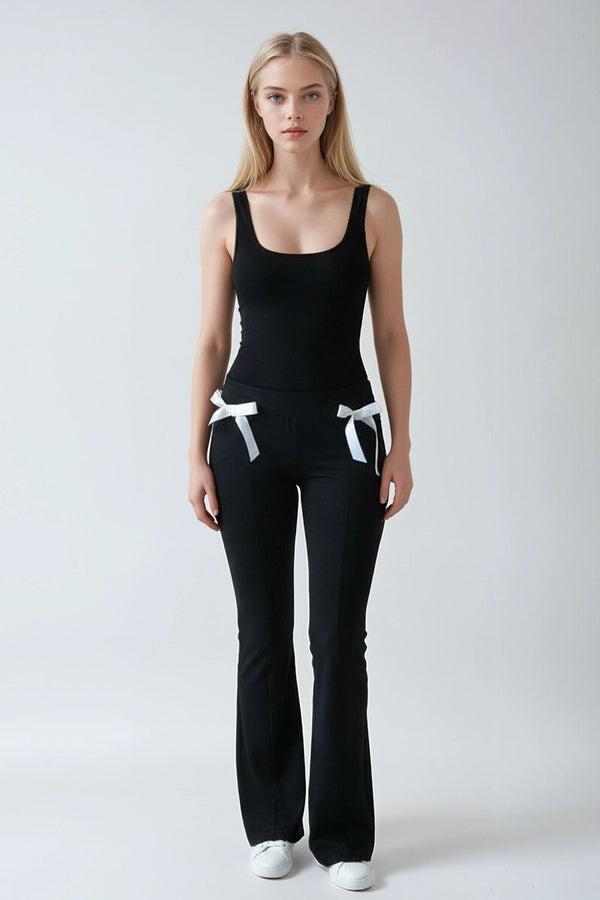 Forever21 Bow-Accent Leggings BLACK