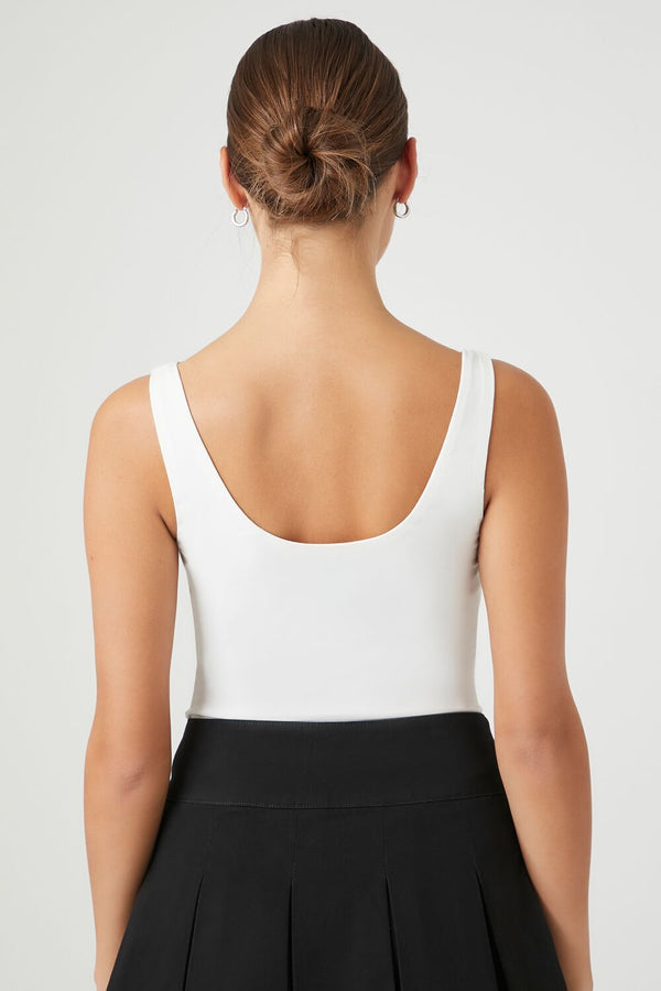 Forever21 Bow Ricrac-Trim Bodysuit WHITE/BLACK
