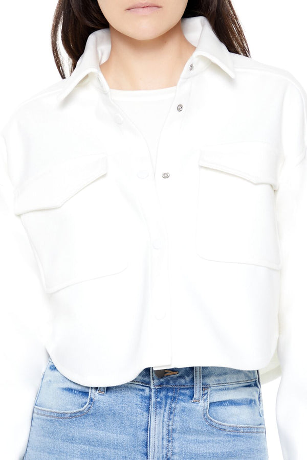 Forever21 Boxy Cropped Shacket WHITE