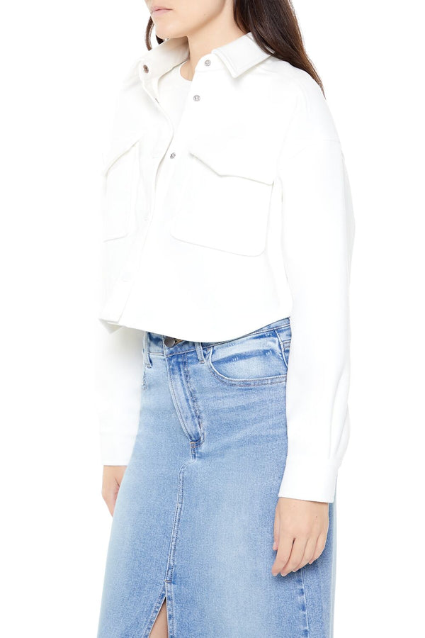 Forever21 Boxy Cropped Shacket WHITE