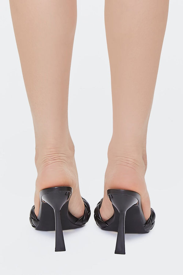 Forever21 Braided Slip-On Stiletto Heels BLACK