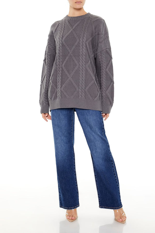 Forever21 Cable Knit Sweater DARK GREY