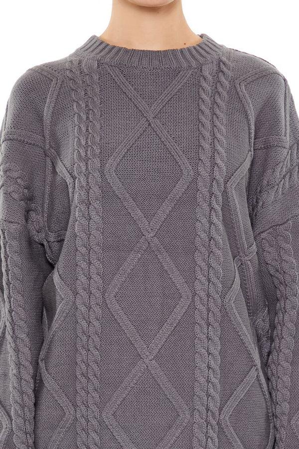 Forever21 Cable Knit Sweater DARK GREY
