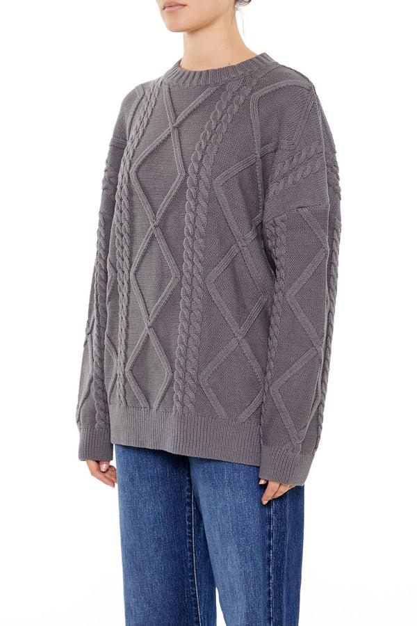 Forever21 Cable Knit Sweater DARK GREY