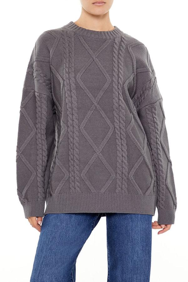 Forever21 Cable Knit Sweater DARK GREY