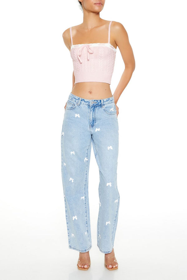 Forever21 Cable Sweater-Knit Cami SANDSHELL/WHITE