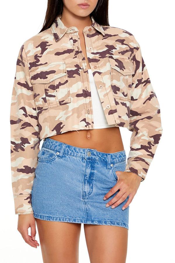 Forever21 Camo Print Twill Shirt PINK/MULTI