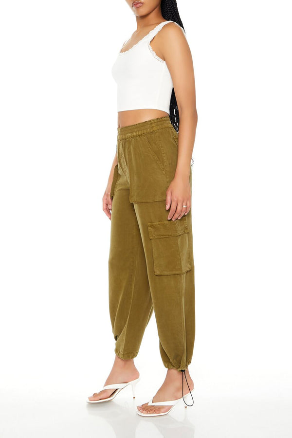 Forever21 Cargo Drawstring Joggers AVOCADO