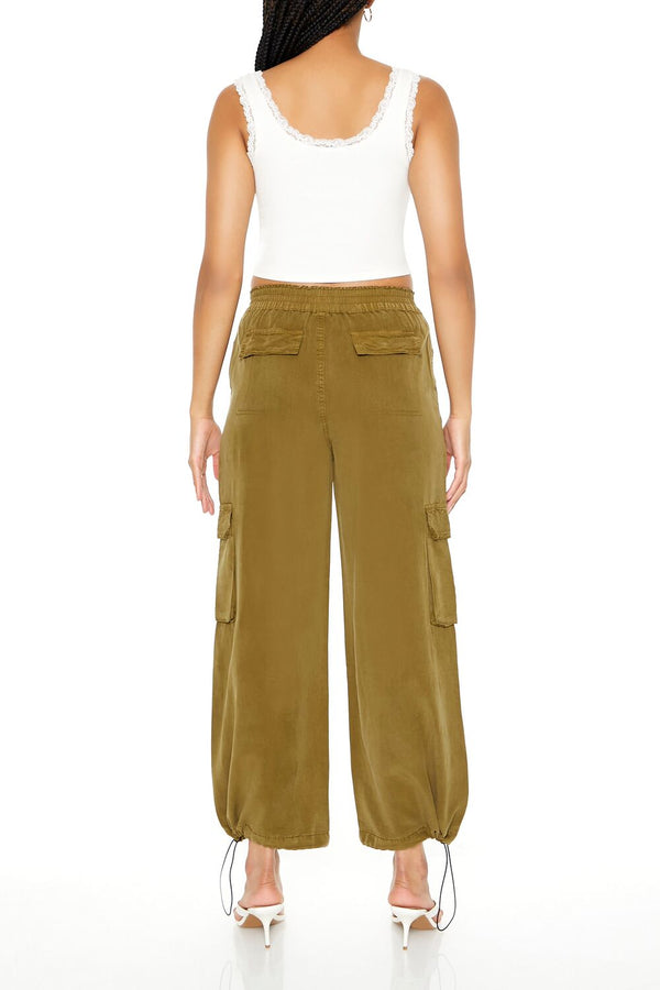 Forever21 Cargo Drawstring Joggers AVOCADO