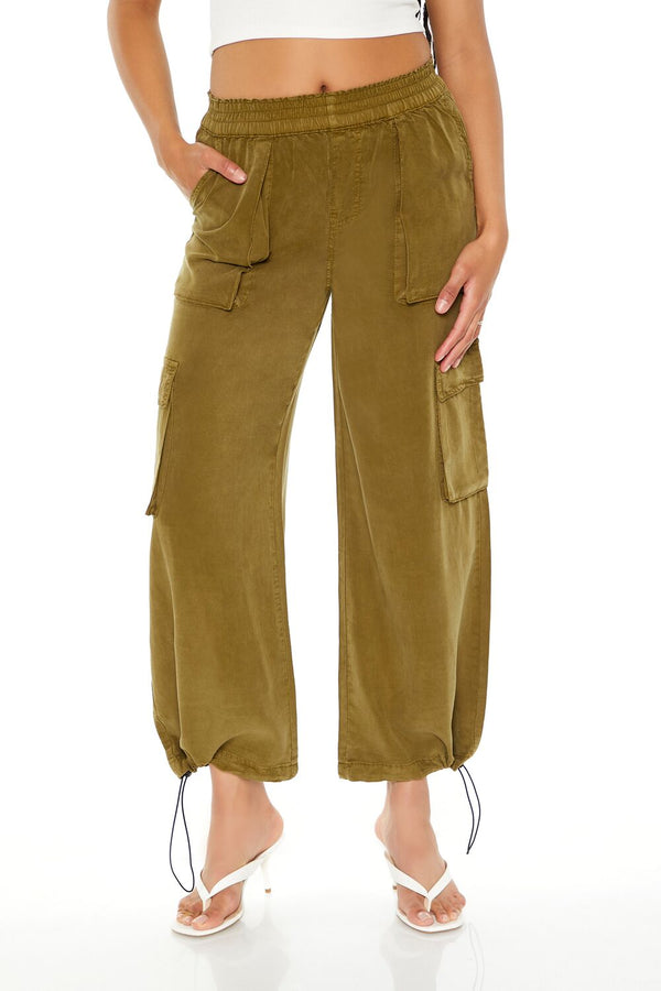 Forever21 Cargo Drawstring Joggers AVOCADO