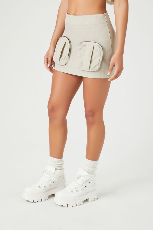 Forever21 Cargo Utility Mini Skirt BIRCH