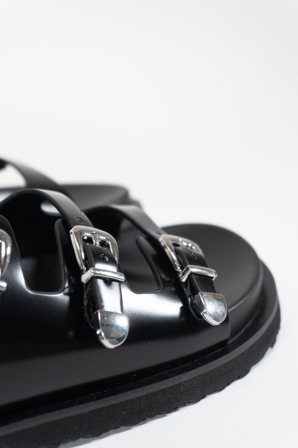 Forever21 Chunky Faux Leather Sandals BLACK