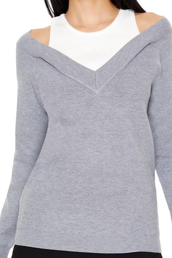 Forever21 Combo Tank Top Sweater GREY/WHITE
