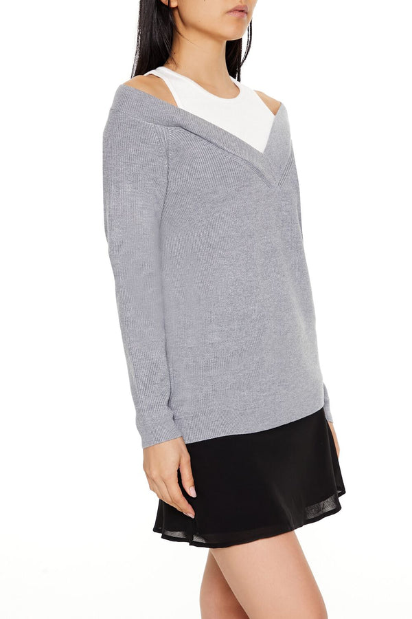 Forever21 Combo Tank Top Sweater GREY/WHITE