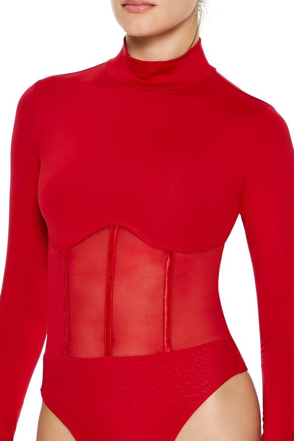 Forever21 Contour Sculpt Corset Bodysuit DARK RED