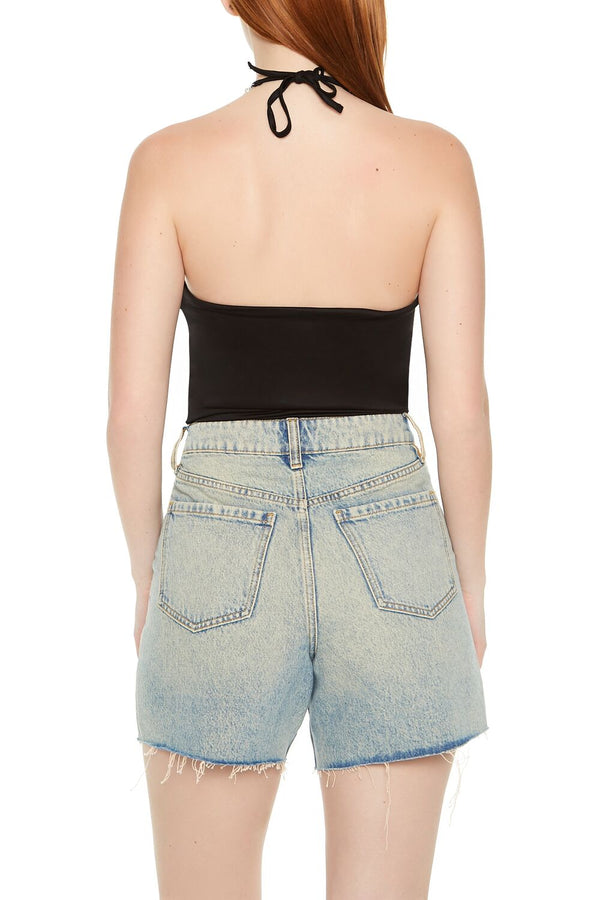 Forever21 Contour Sculpt Faux Pearl Bodysuit BLACK