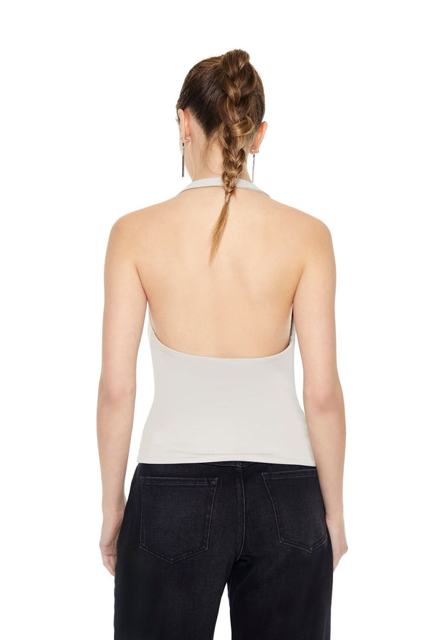 Forever21 Cowl Halter Top SILVER