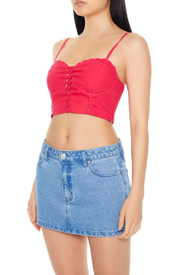 Forever21 Crisscross Bustier Cropped Cami HOT PINK