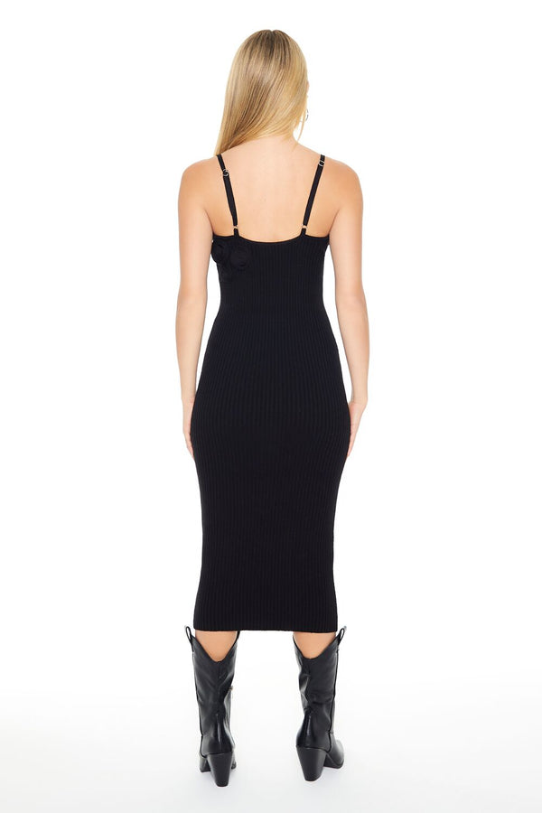 Forever21 Crochet Rosette Cami Midi Dress BLACK