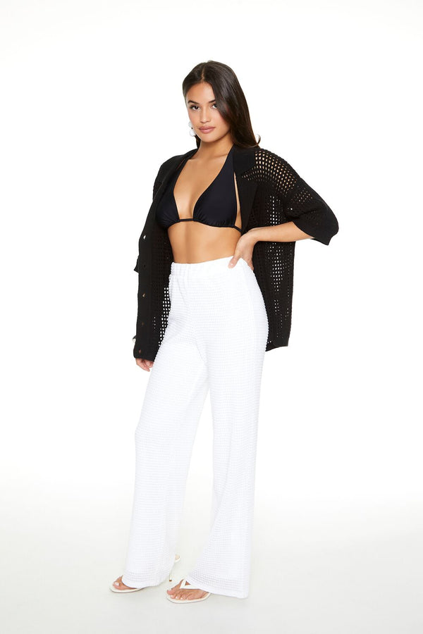 Forever21 Crochet Straight-Leg Pants WHITE