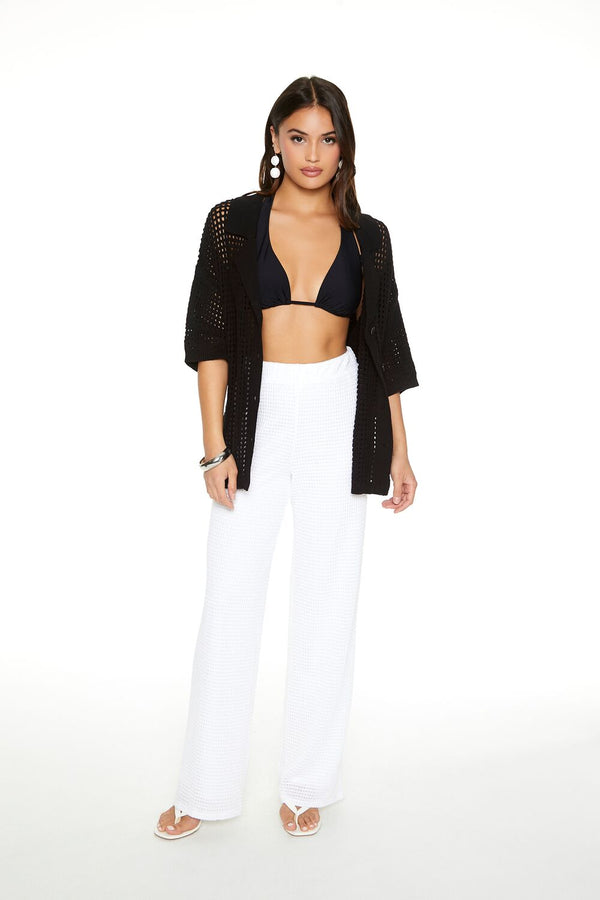 Forever21 Crochet Straight-Leg Pants WHITE
