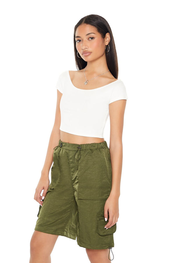 Forever21 Cropped Boat-Neck Tee CREAM