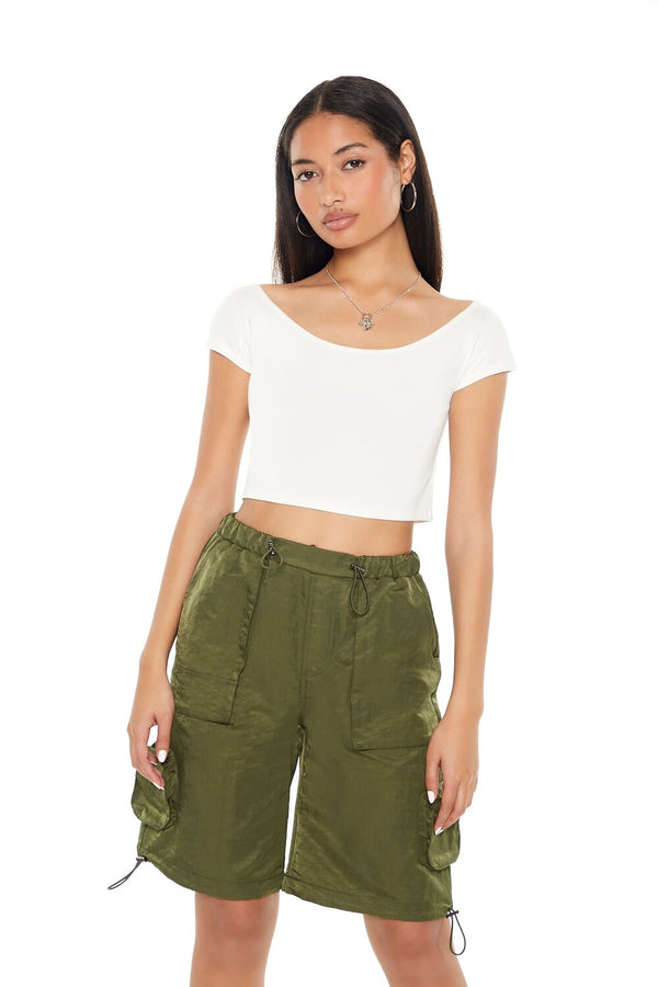 Forever21 Cropped Boat-Neck Tee CREAM