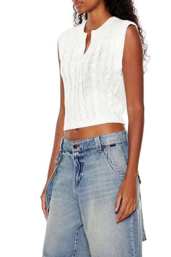 Forever21 Cropped Cable Knit Sweater Vest CREAM