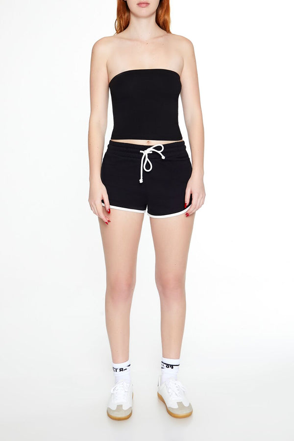 Forever21 Cropped Cotton-Blend Tube Top BLACK