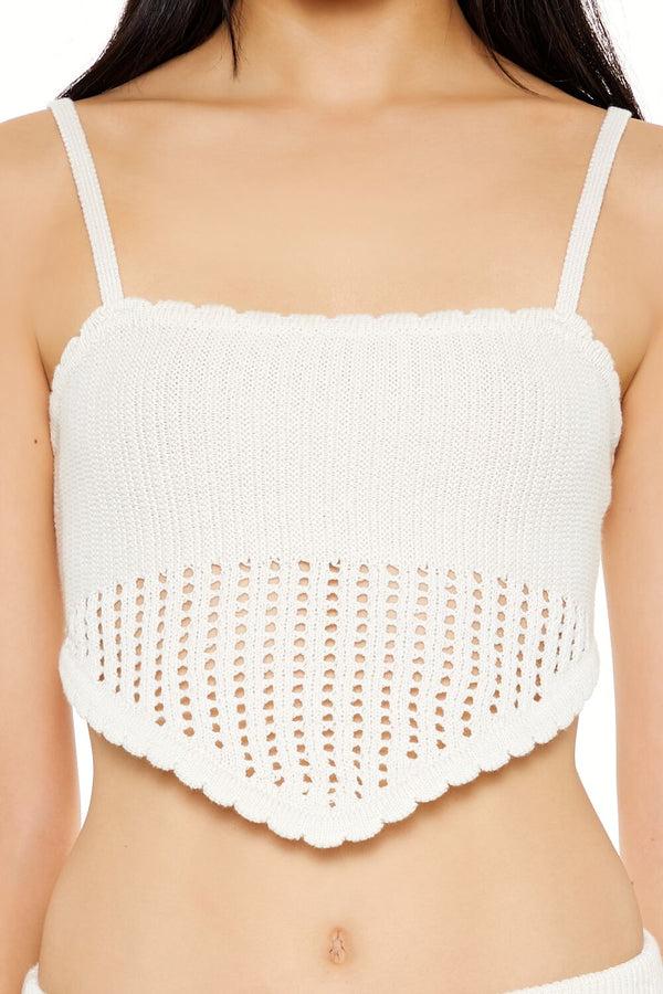 Forever21 Cropped Crochet Cami CREAM