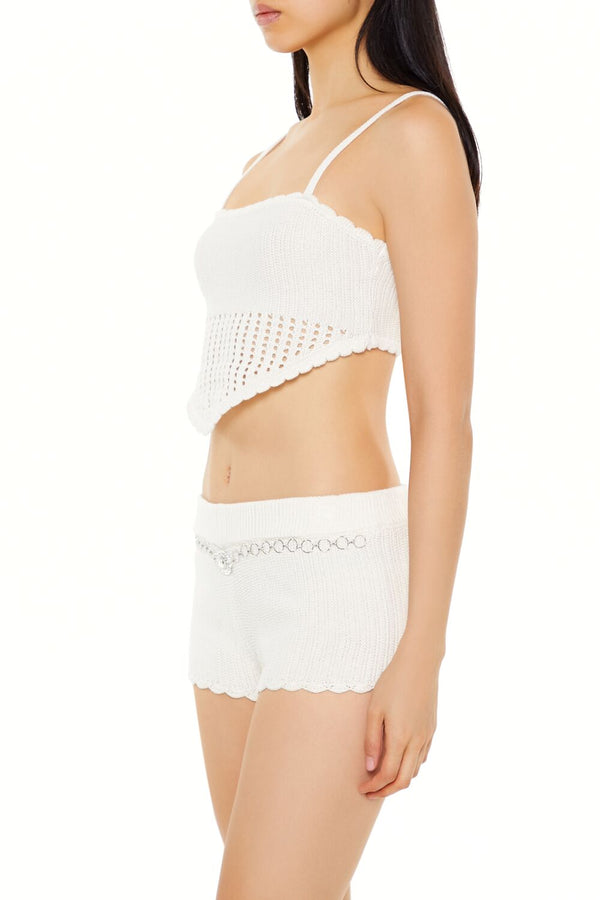 Forever21 Cropped Crochet Cami CREAM