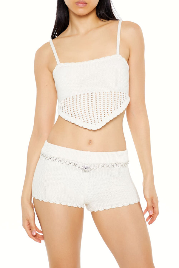 Forever21 Cropped Crochet Cami CREAM