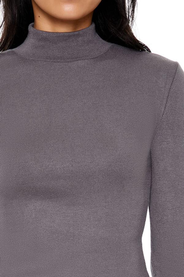 Forever21 Cropped Mock Neck Top GREY