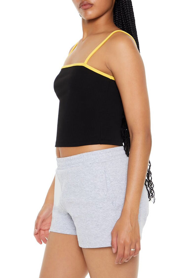 Forever21 Cropped Ringer Cami BLACK/YELLOW
