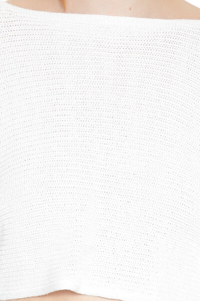 Forever21 Cropped Split-Back Sweater WHITE