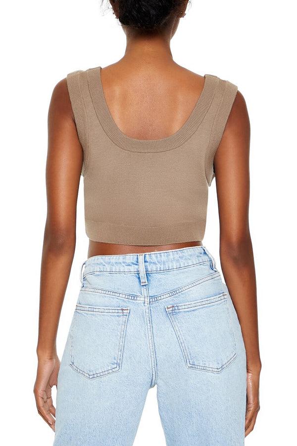 Forever21 Cropped Sweater Vest ASH BROWN