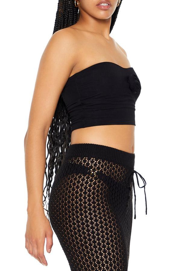 Forever21 Cropped Sweetheart Tube Top BLACK