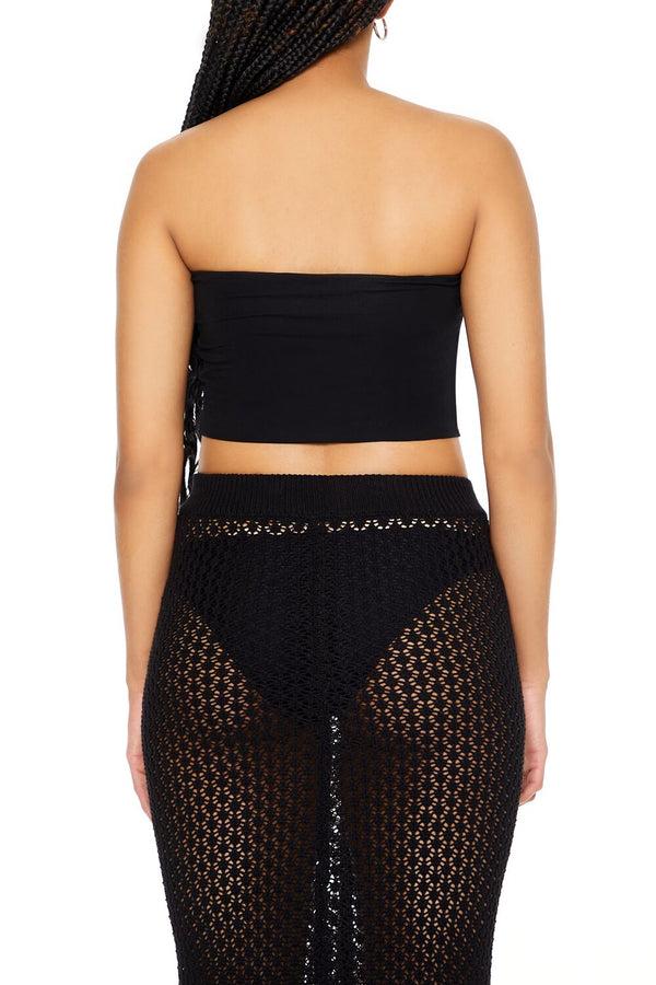 Forever21 Cropped Sweetheart Tube Top BLACK