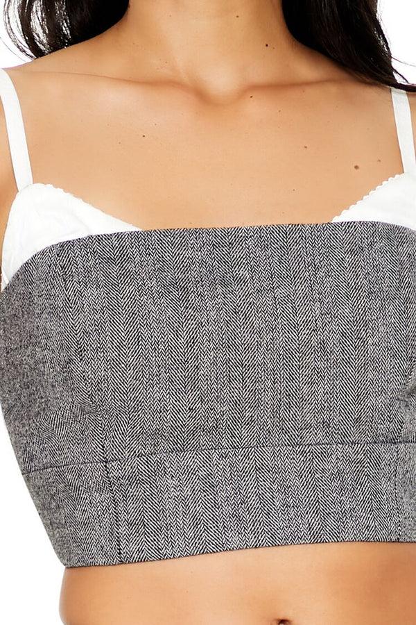 Forever21 Cropped Tweed Combo Cami GREY/MULTI
