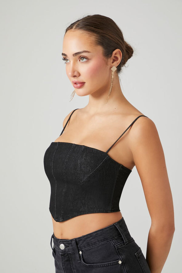 Forever21 Denim Cropped Cami BLACK
