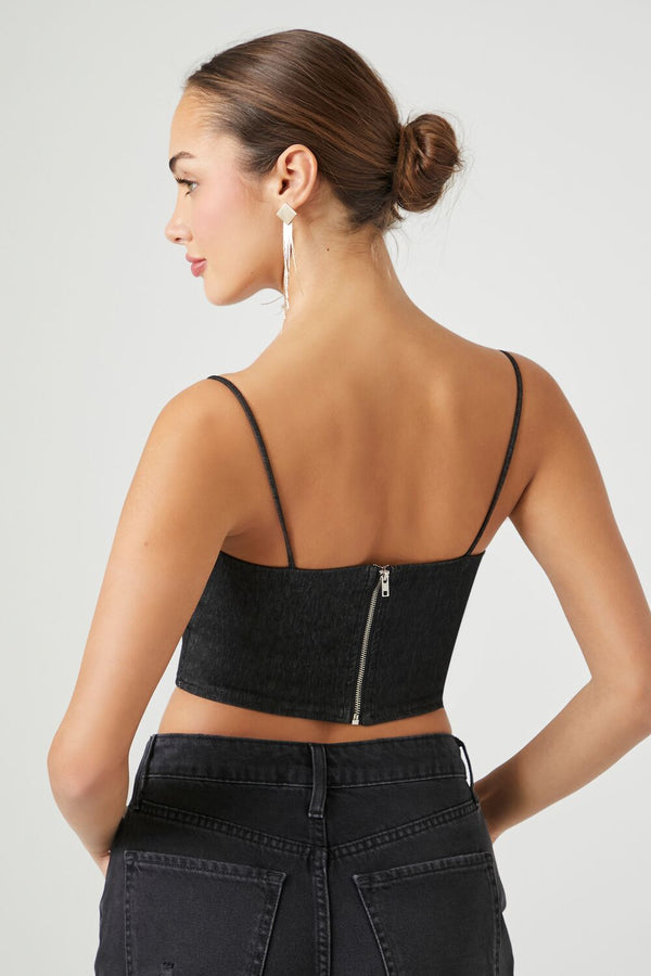 Forever21 Denim Cropped Cami BLACK