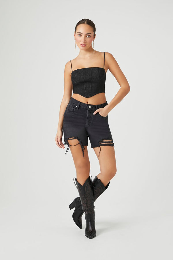 Forever21 Denim Cropped Cami BLACK