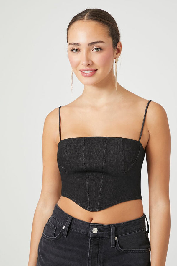 Forever21 Denim Cropped Cami BLACK