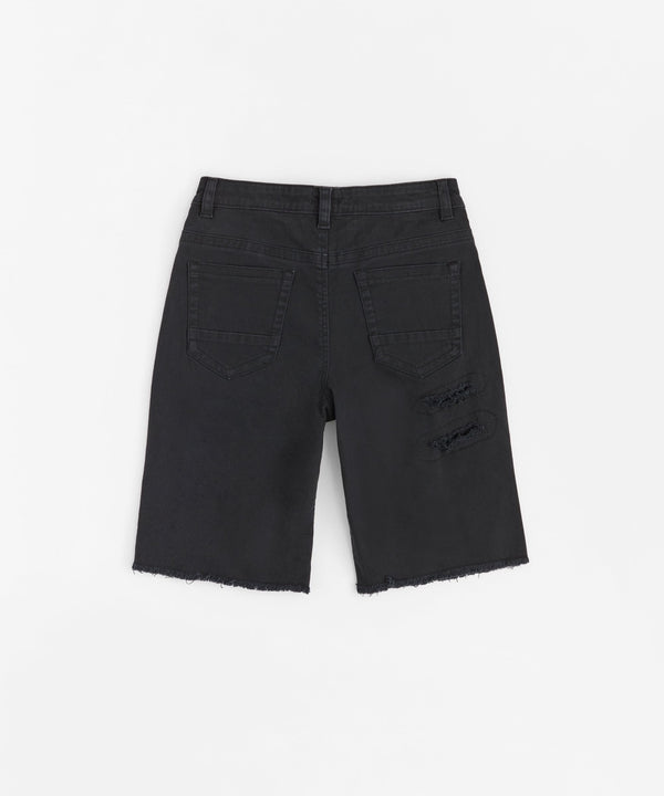 Forever21 Destroyed Denim Shorts - Black BLACK