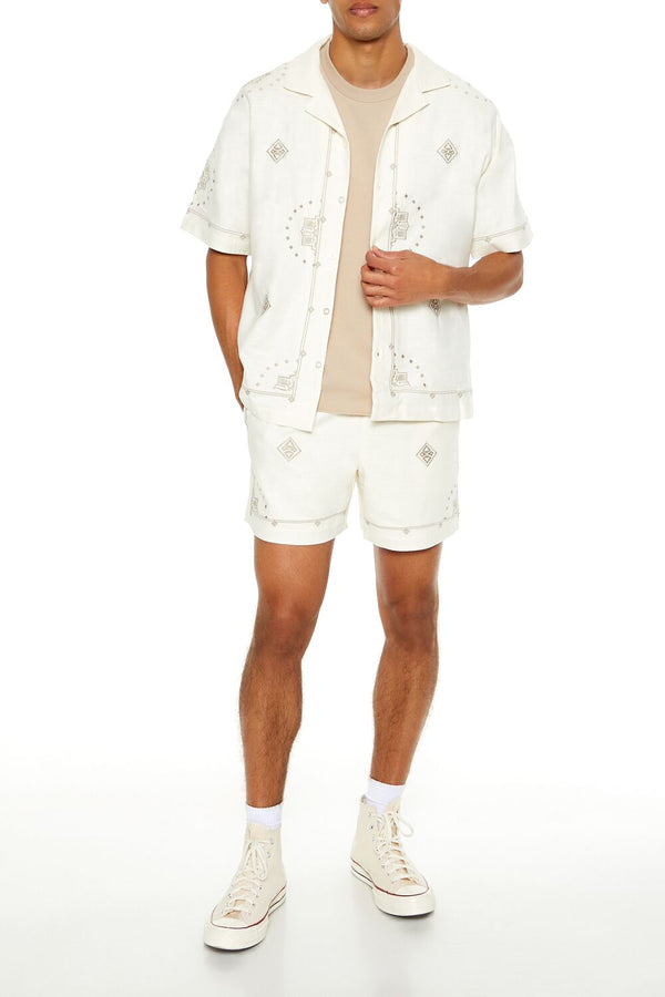 Forever21 Embroidered Geo Shirt CREAM/MULTI